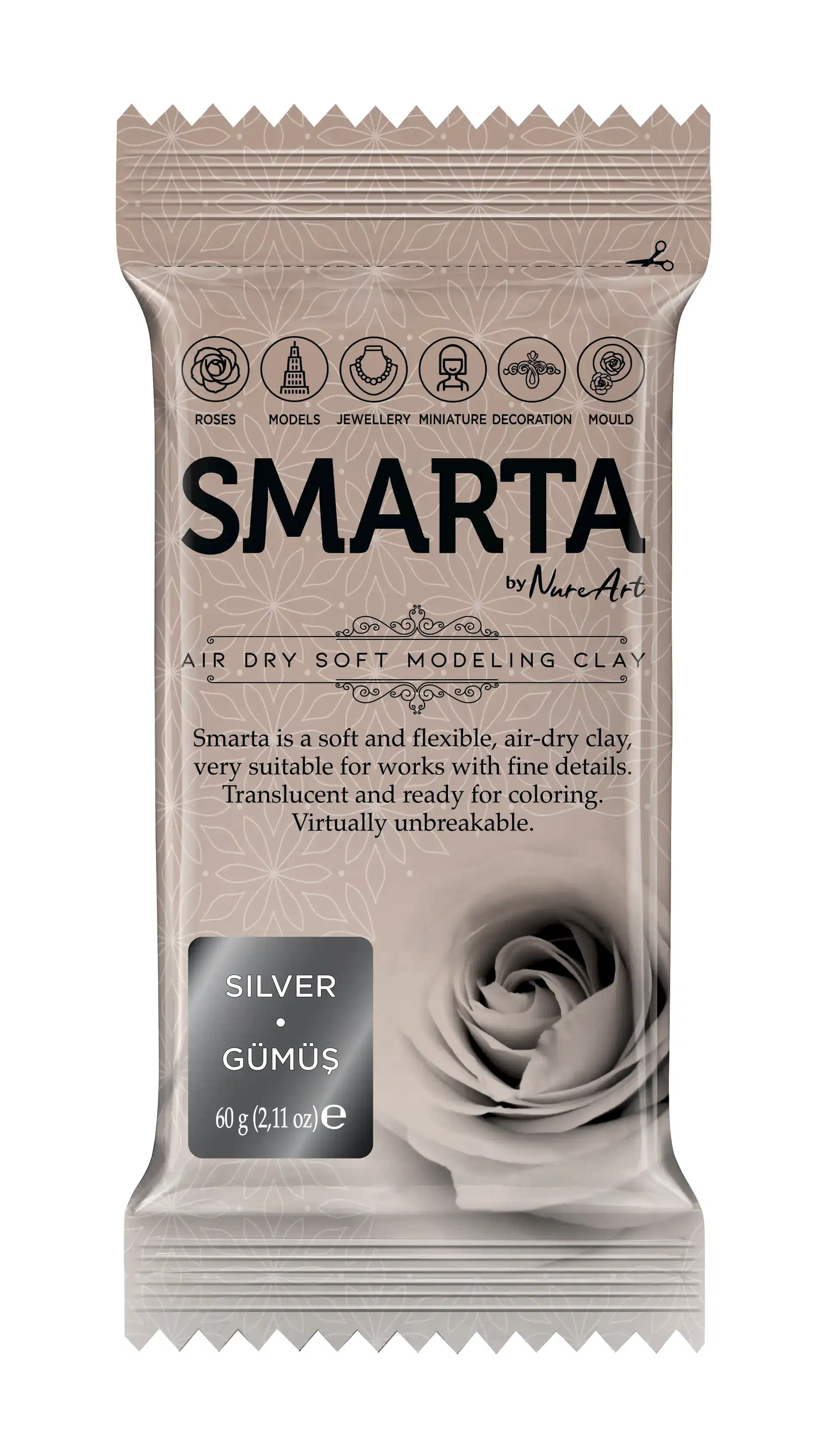 Smarta™ - Smarta™ Modelleme Hamuru Metalik Gümüş 60gr